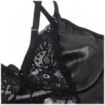 Кожаное платье с кружевом и стрепами Ohyeah Sexy Black +стринги, XS-S
