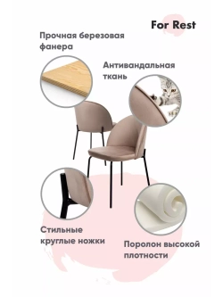 Стулья для кухни мягкие 2 шт. со спинкой. Чёрные ножки.