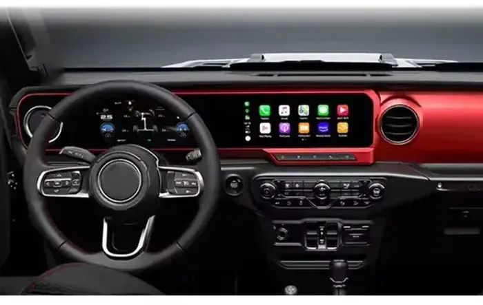 Магнитола для Jeep Wrangler 2018+ (красная) - Kuberg ZH-J1301R Android 12, Быстрая, SIM-слот, CarPlay