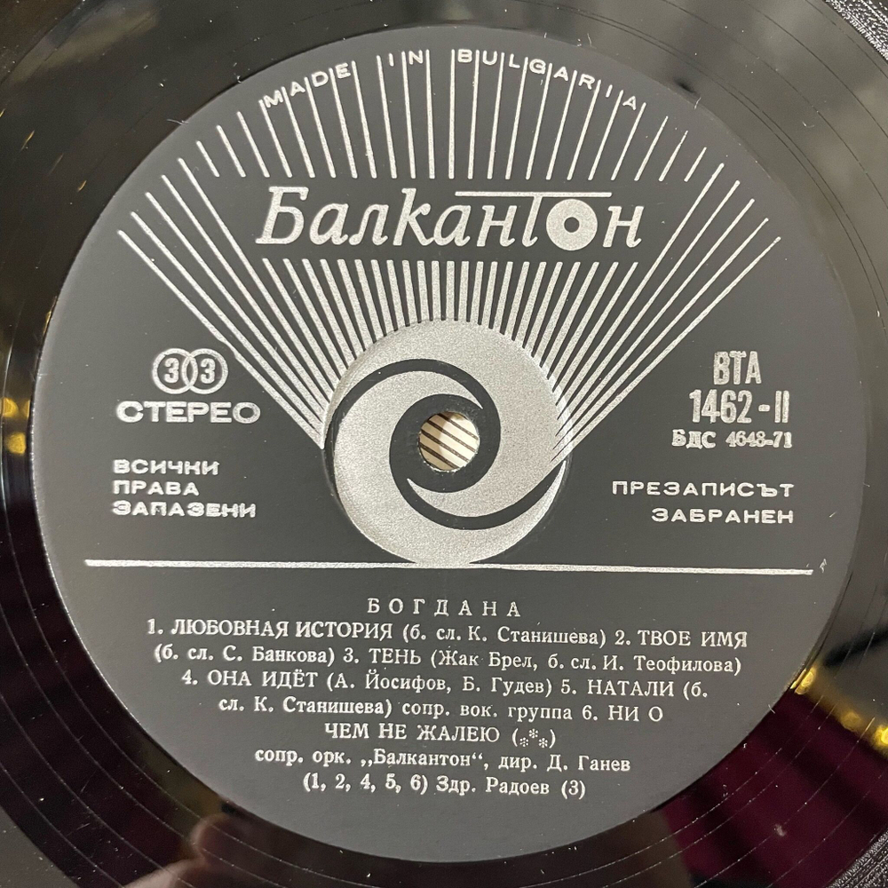 Винтажная виниловая пластинка LP Богдана (Болгария 1972)