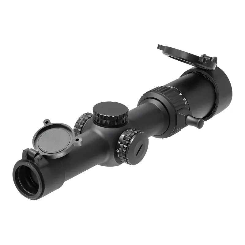 Оптический прицел Veber Wolf 1,25-4,5x26 IR DnD Загонник - вид в полоборота с открытыми крышками