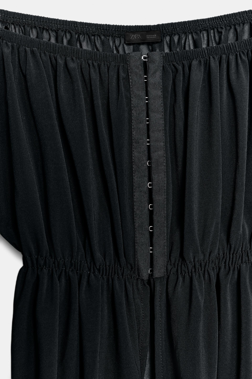 ZARA КОМБИНИРОВАННЫЙ КРУЖЕВНОЙ ТОП, ЧЕРНЫЙ