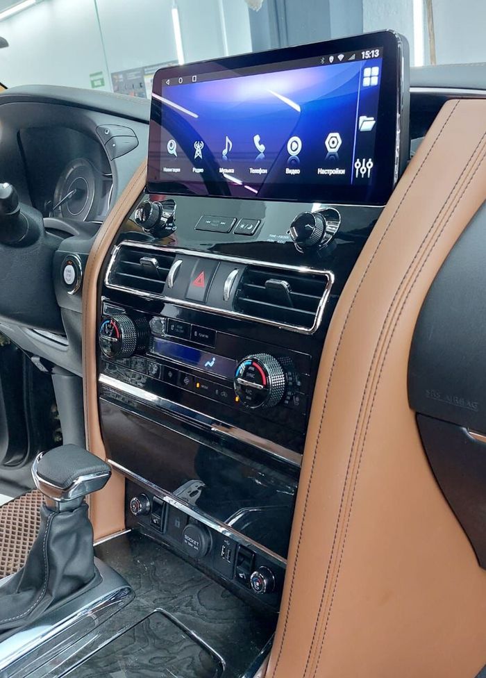 Магнитола для Nissan Patrol Y62, Infiniti QX56/QX80 2010-2019 (поддержка Bose, 360 и мониторов) - Kuberg ZH-N1210 монитор 12.3", Android 12, Быстрая, CarPlay, SIM-слот