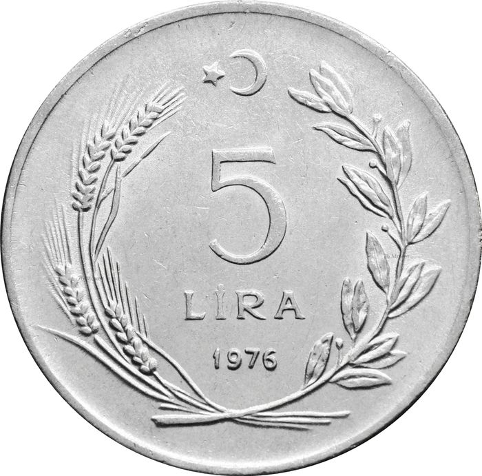 5 лир 1976 Турция