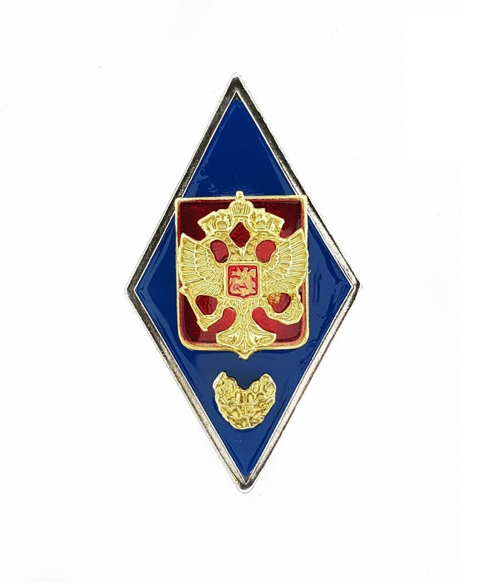 Значок мет. Ромб Военное училище РФ (син.) хол. эм.