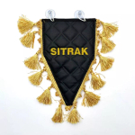 Вымпел треугольный Sitrak (экокожа, черный с золотой вышивкой)