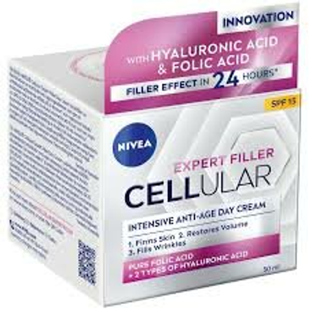 Крем для лица дневной NIVEA Cellular Expert  Filler с гиалуроновой и фолиевой кислотой  SPF 15, 50 мл (Германия)