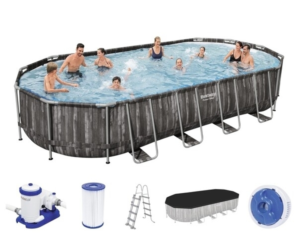 Бассейн каркасный Oval Pool Set овальный 610*366*122 см + 3 аксессуара Bestway (5611R)