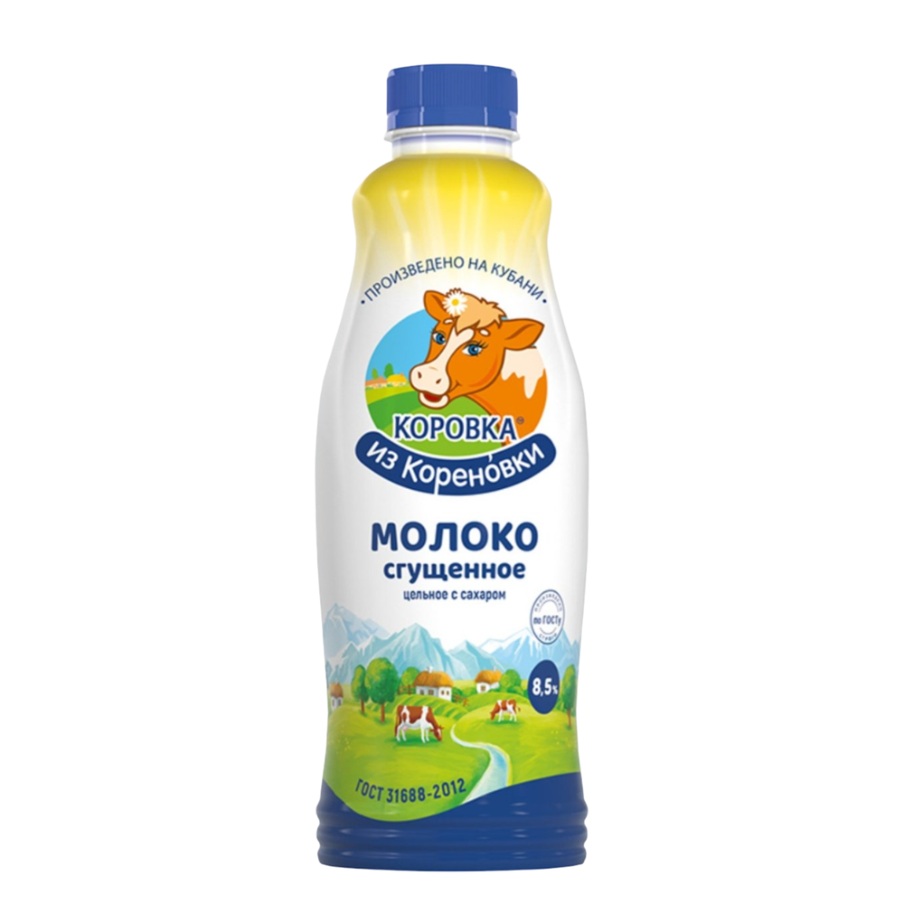 Сгущенное молоко Кореновский МК цельное 8,5% пэт 880г
