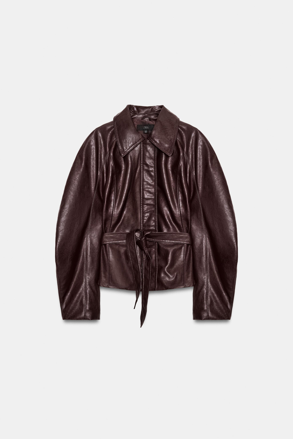КУРТКА ИЗ ИСКУССТВЕННОЙ КОЖИ С ПОЯСОМ — ZARA