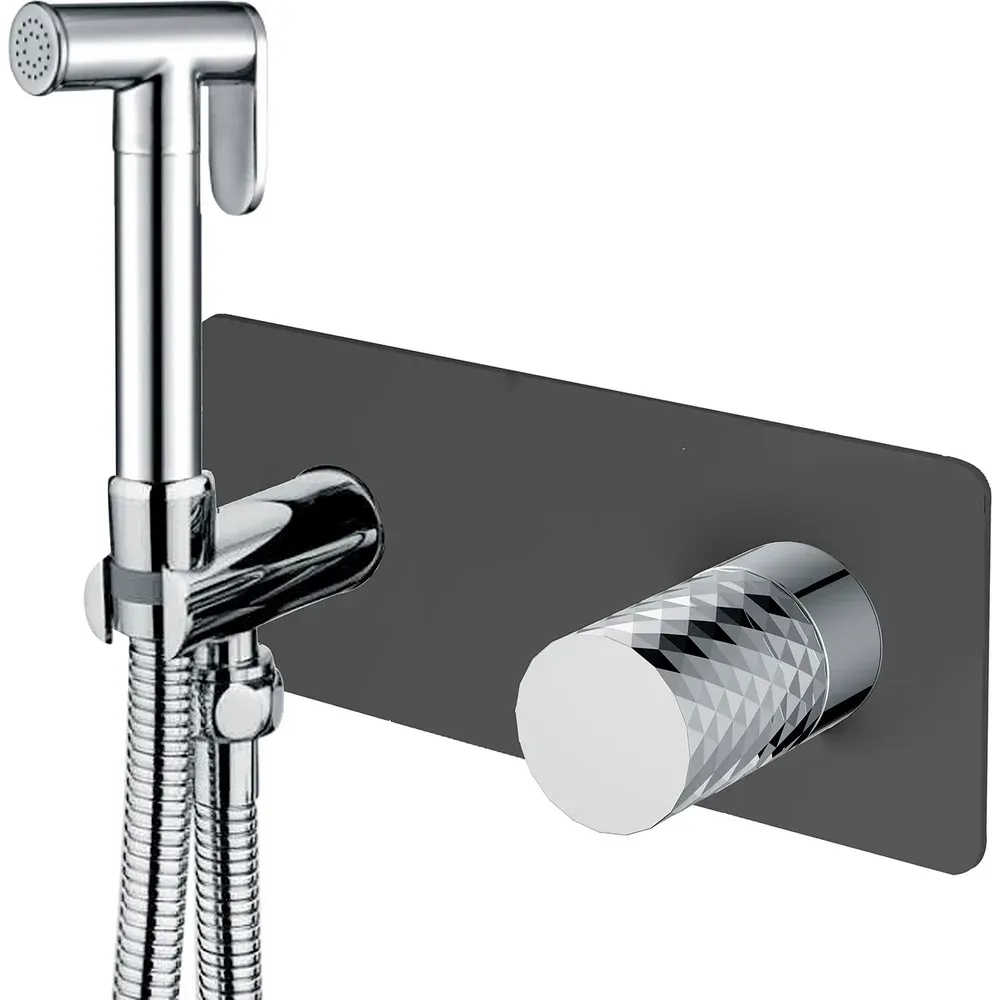 Гигиенический душ Boheme Stick 127-BCR со смесителем, С ВНУТРЕННЕЙ ЧАСТЬЮ, black, diamond chrome