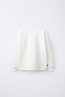 ZARA ФУТБОЛКА ИЗ ПЛОТНОГО ХЛОПКА, ЭКРЮ
