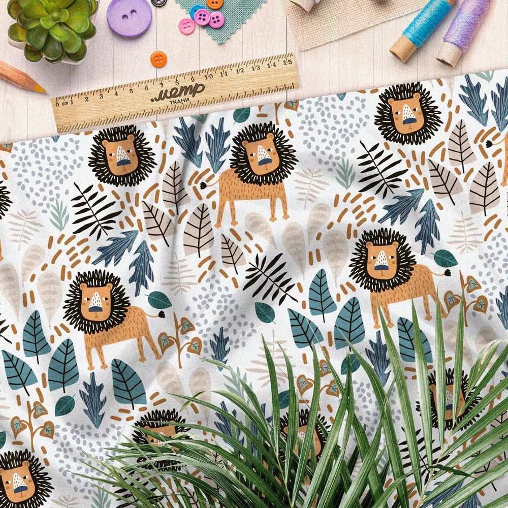 Ткань флис львята в лесу
