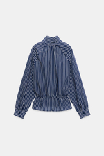 РУБАШКА В ПОЛОСКУ С ВОРОТНИКОМ-СТОЙКОЙ — ZARA