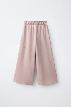 ZARA БРЮКИ WIDE LEG С НАШИВКАМИ-ЗВЕЗДАМИ, РОЗОВЫЙ