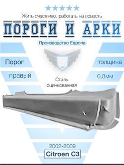 Порог правый Citroen C3 2002-2009 (Klokkerholm)