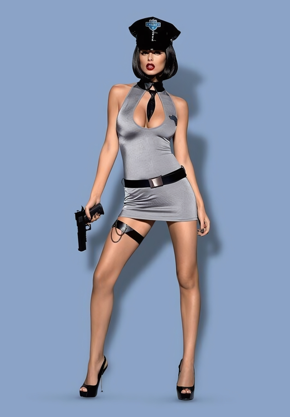 Игровой костюм "Police Dress" SM (42-44) (Цвет: черный, серый)