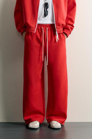 ZARA БРЮКИ RELAXED FIT, КРАСНЫЙ