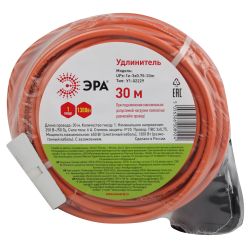 Удлинитель силовой ЭРА UPx-1e-3x0.75-30m в бухте c заземлением 1 розетка 30м ПВС 3х0.75мм2 | Силовые удлинители