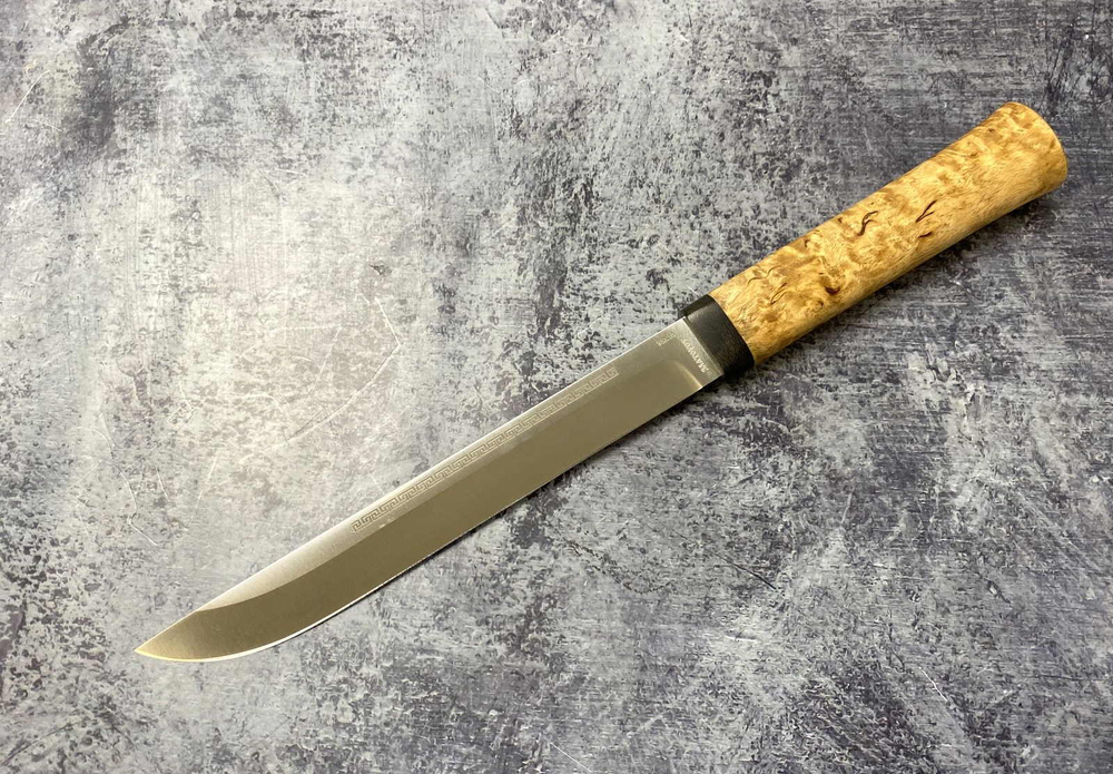 Нож Бурятский средний, 95х18, карельская береза, АиР Златоуст