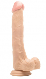 Телесный фаллоимитатор Realistic Cock 10 With Scrotum - 27 см. (Цвет: телесный)