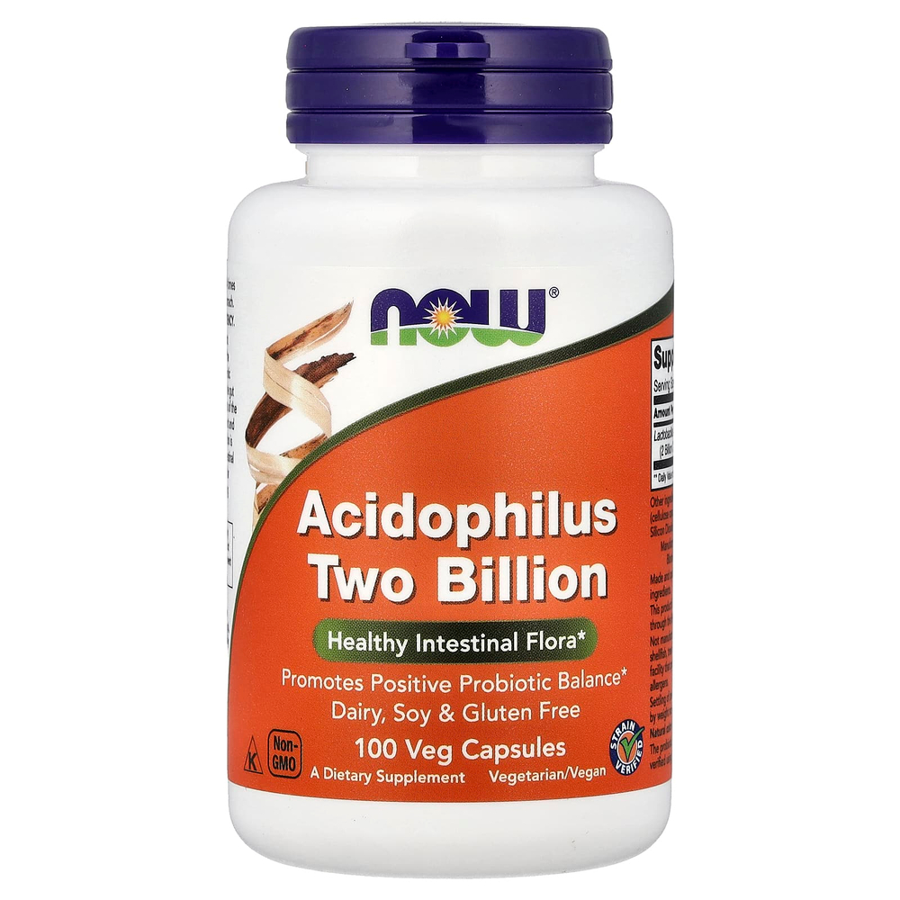 NOW Foods, ацидофильные бактерии, 2 млрд КОЕ, 100 растительных капсул