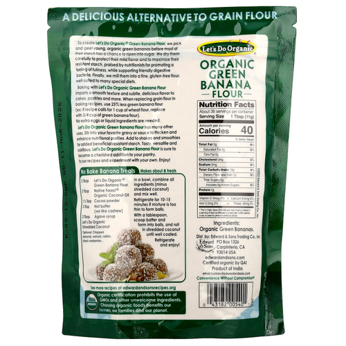 Let's Do Organic, Let's Do Organic®, органическая мука из зеленого банана, 396 г (14 унций)