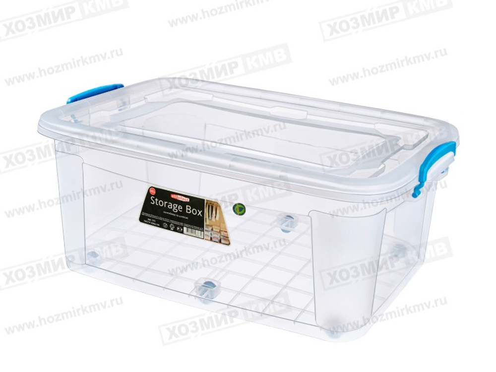 (375ЭЛЬФ пласт) контейнер с защелками Storage Box/Сторэдж Бокс 40л на колёсах