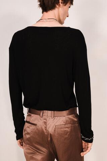 ZARA ФУТБОЛКА СВОБОДНОГО КРОЯ ИЗ ЛИОЦЕЛЛА И ШЕРСТИ, ЧЕРНЫЙ