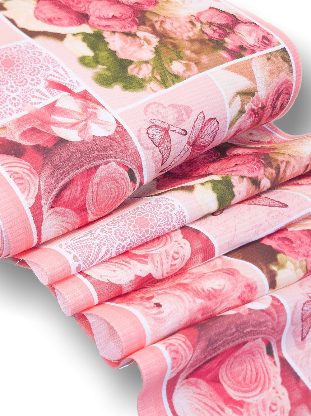 1,3м. Вафельное полотно, "Розовый пэчворк", 100% хлопок, плотн- 175, шир.-50 см, цена за отрез 50х600 см, Ткань хлопчатобумажная полотенечная арт. 60