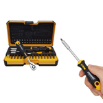 Новинка! Набор 36 шт. Биты Felo ERGONIC SL/HEX/PH/PZ/Tx/SQ/SPANNER/BH/MS с трещоткой и отвертка с держателем бит, 36 шт, в кейсе 5783606