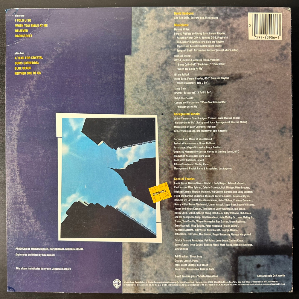 David Sanborn ‎– Backstreet (США 1983г.)