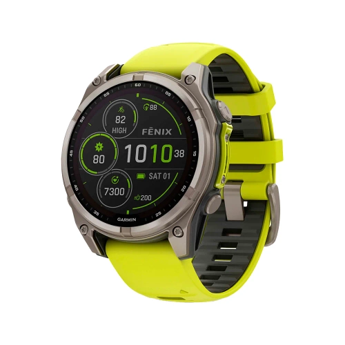 Умные часы Garmin Fenix 8, 47мм, Solar Sapphire Titanium Yellow (010-02906-21)