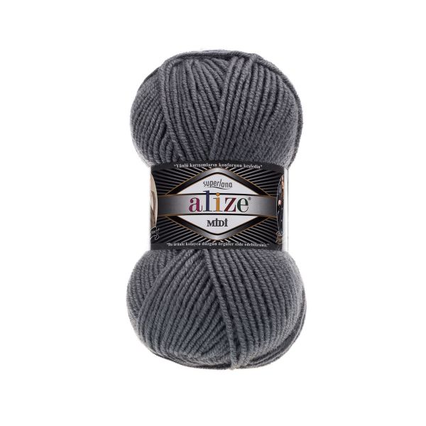Пряжа Alize (Ализе) Superlana Midi / уп.5 мот. по 100 г, 170м, 087 угольно-серый А