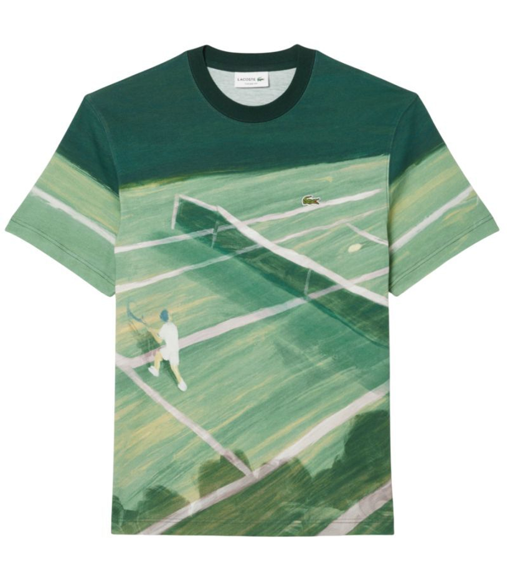Мужская теннисная футболка Lacoste Classic Fit Tennis Print - зеленый