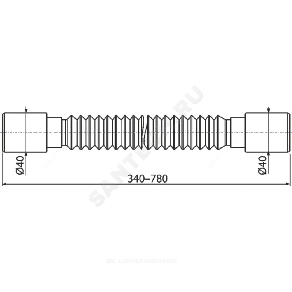 Гофра 40х40 L=340-780мм Alca Plast A710