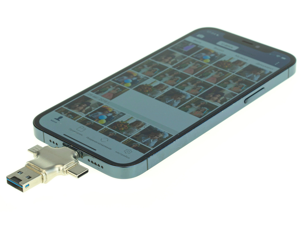 Картридер microSD Dewang CR43 для iPhone/iPad (Lightning, Type-C, Micro USB, USB)