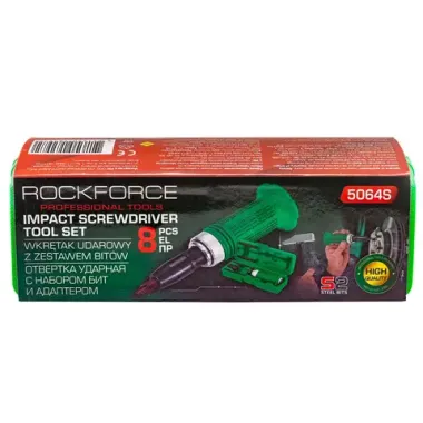 Отвертка ударная с набором бит и адаптером 8пр. RockFORCE RF-5064S