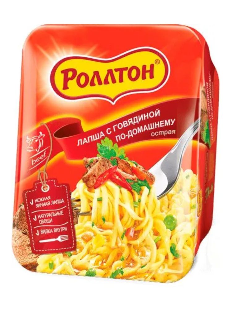 Лапша Роллтон С говядиной по-домашнему Острая 90 г x 4 шт