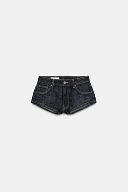 ZARA ДЖИНСОВЫЕ МИНИ-ШОРТЫ TRF СО СРЕДНЕЙ ПОСАДКОЙ, ТЕМНЫЙ ИНДИГО