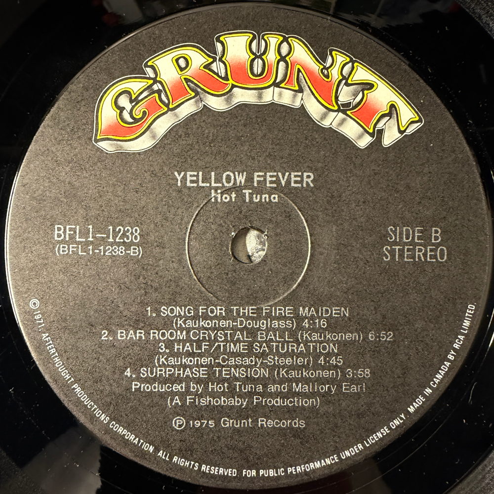 Hot Tuna ‎– Yellow Fever (Канада 1975г.)