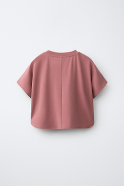 ZARA СПОРТИВНАЯ ФУТБОЛКА СВОБОДНОГО КРОЯ, ПУДРОВО-РОЗОВЫЙ