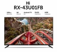 Телевизор Hi RX-43U01FB, 109см, 4K Ultra HD, Android TV, DLED, HDR, черный