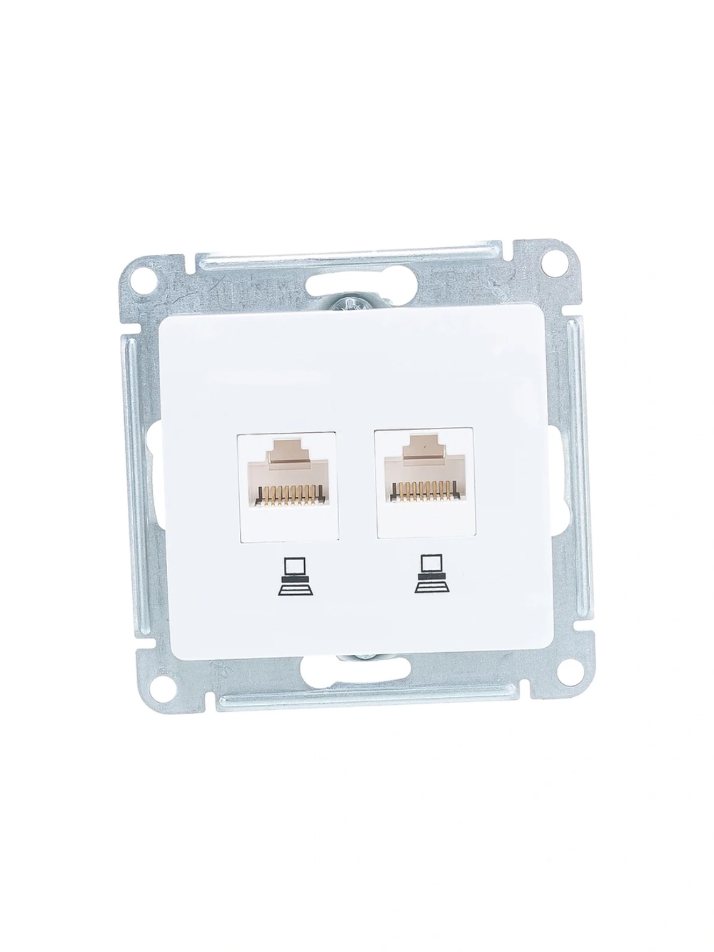 Механизм компьютерной розетки Systeme Electric 2-м Glossa RJ45+RJ45 кат.5е белый SchE GSL000185KK 463574
