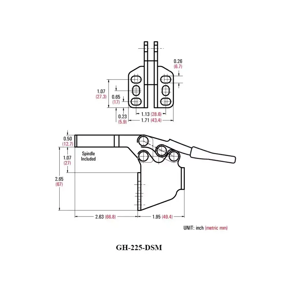 Зажим с горизонтальной ручкой Woodwork GH-225-DSM