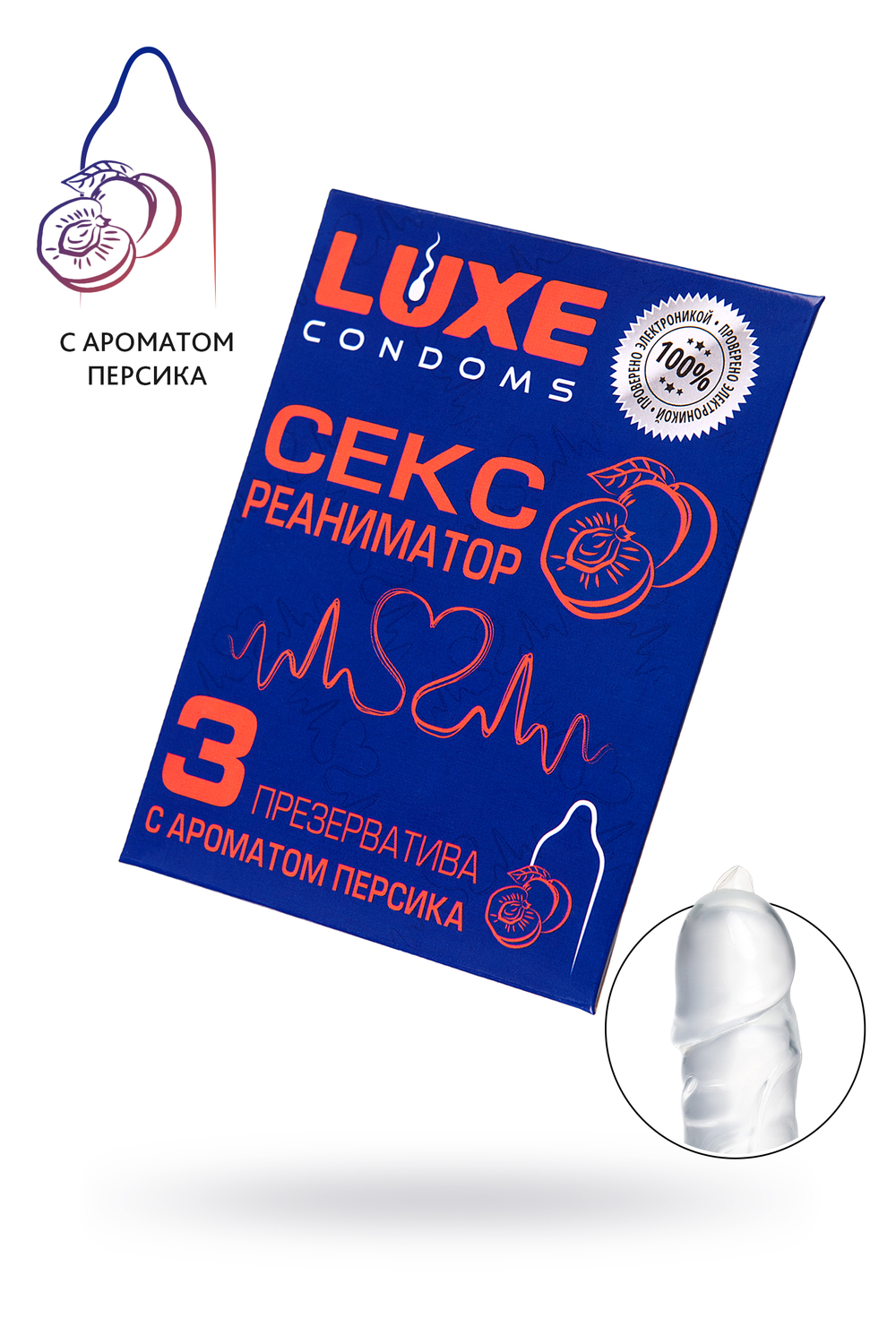 ПРЕЗЕРВАТИВЫ LUXE СЕКС РЕАНИМАТОР (ПЕРСИК), ребристый, 3 штуки