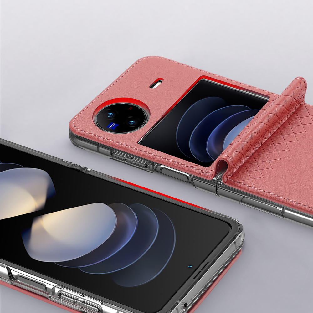 Чехол розового цвета с премиальной искусственной кожи для Vivo X Flip, серия Bril Series от Dux Ducis