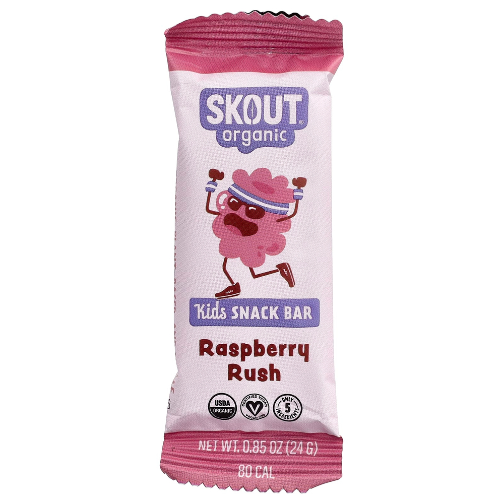 Skout Organic, детские батончики-снеки, с малиной, 6 батончиков по 24 г (0,85 унции)
