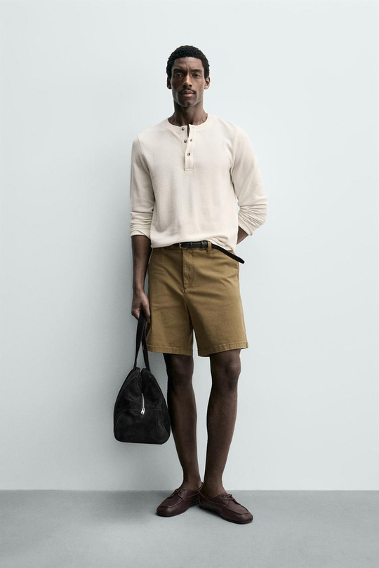 ZARA ШОРТЫ ЧИНОС REGULAR FIT, ОХРА