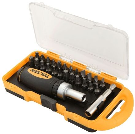 Цена на TOLSEN (TT20034) Набор вставок (бит) 1/4", Ph, Pz, Hex, Torx, Slotted, 26 предметов